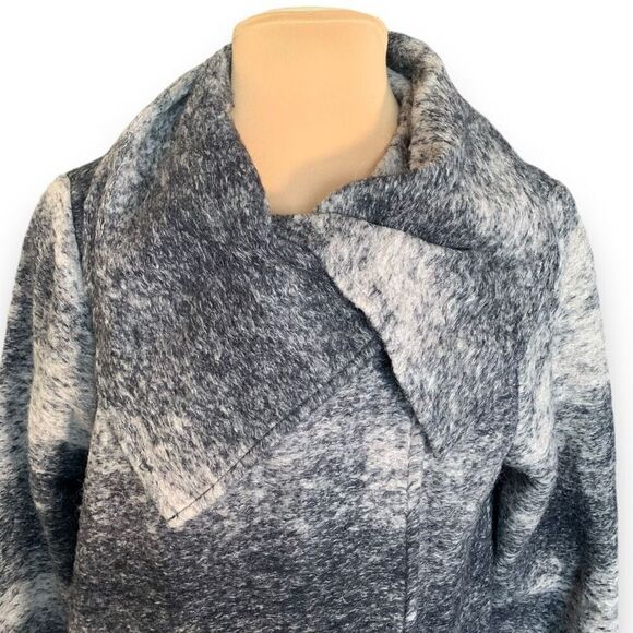 Nanette Lepore Gray White Ombre Wool Mohair Blend Coat Exaggerated Collar Medium - Picture 3 of 12